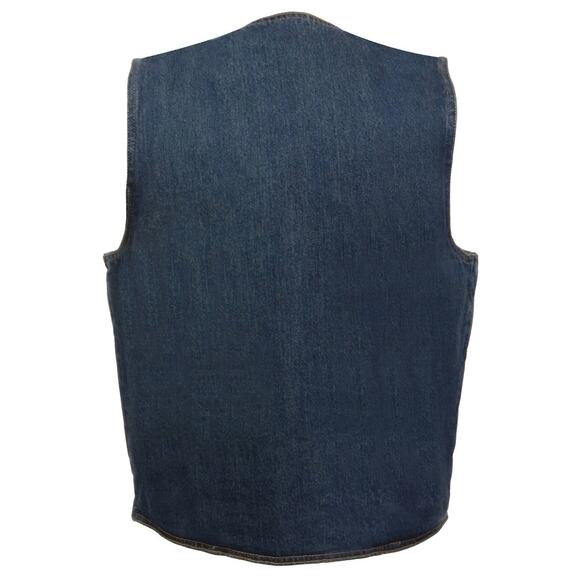 NWT Milwaukee Leather DM1310 Men's Blue Denim Classic Snap Front Biker Vest - Picture 8 of 9